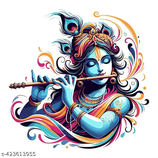 COLOURED WINGS Trendy Murli Krishna Designs of Self Adhesive Wall Stickers for Living Room, Bedroom, Hall and Home Decoration(Pack of 1)