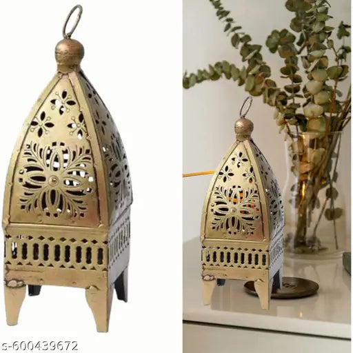 Iron T-Light Wall Tomb Hanging Candle Holder for Diwali, Birthday Decoration - Tealight Candle Stand kit with Antique Gold Finish