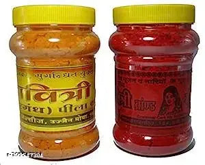 Yoshiva Pure & Natural  Ashtagandha Yellow & Red Chandan Kumkum Powder for Tilak Combo Pack 2