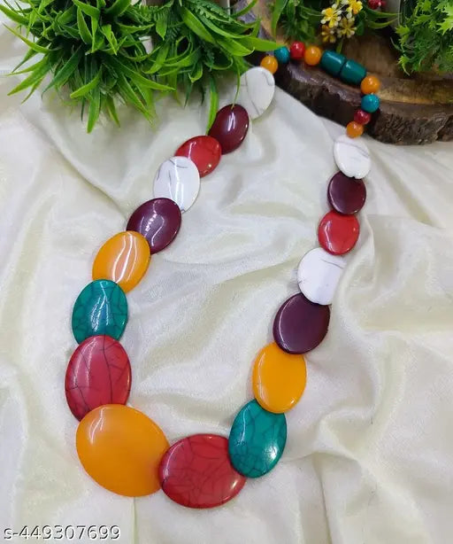 Chemical beads/ round (hammered design beads multicolour beads necklace.