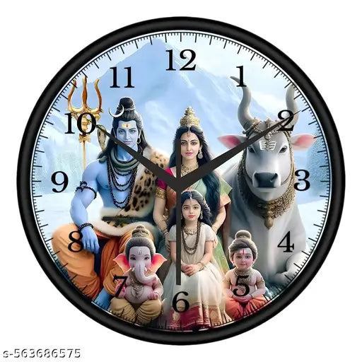 Shiv Parivar Decorative Wall Clock – 12 Inch (Analog)