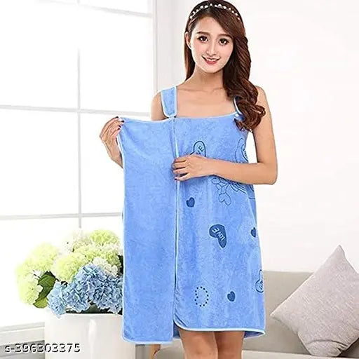 KITCREXA Soft Microfiber Fabric Cute Love Rabbit Printed Wearable Fast Drying Bath Towel for Women & Girls| Stylish Women’s Bathrobe Bath Towel Dress for Bath, Spa, Shower, Swimming Pool, Beach