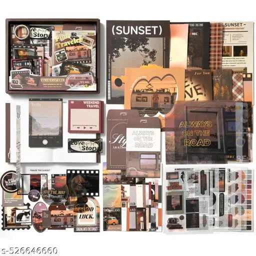 346pcs | Vintage Aesthetic Scrapbook Kit | Supplies Kit with A6 Grid Notebook, Washi Tape, Stickers, Scrapbook Paper, Envelopes, Journaling Cards, and Decorative Stamps (Time Traveler Theme)