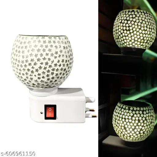 Premium Home Scented  Star Glass Ceremic Kapoor Dani & Essential Oil Diffuser( Lav+Tea Tree-15ml) Electric Air Freshener Decorative Kapoordani Diffuser Lamp With ( with ON | Off Switch to Toggle Between Lamp & Burner ) Best For Gifting Purpose