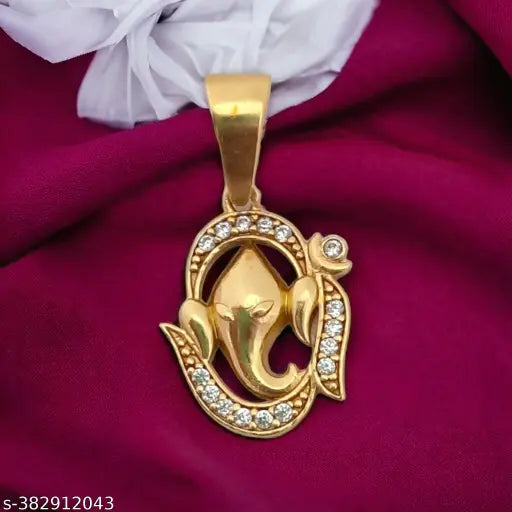 Sparkling Gold and Diamond Ganesha-Aum Pendant - A Statement Piece for Any Occasion.