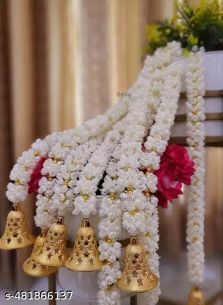 Handmade Decorative Mogra Fluffy Artificial Creeper Bail Garland, Size 2.5 Feet Used for Home/Office Decoration,Pack of 3  (White Mogra)