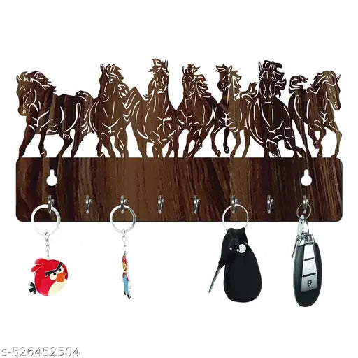 Cloqo Decor -Horse Design Mask Holder Wood Key Holder -041