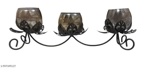High Quality Trendy matte black candle holder with glass -