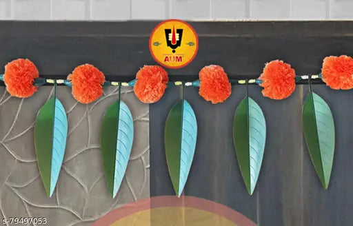 Green Leaf Orange Pumpum Flowers Toran (Pack of 2 piece Toran)