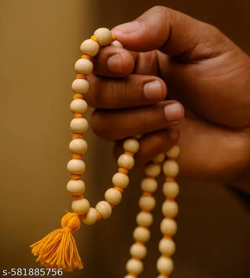 Tulsi Jaap Mala - 108 Beads Original Basil Wood Rosary | Handcrafted Tulsi Mala for Jap, Meditation & Prayer | Lightweight Sacred Tulsi Wood Chain for Men & Women | Spiritual Jap Mala for Chanting & Pooja Use