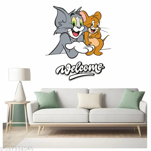 Welcome Cartoon Wall Self adhesive Transparent Sticker