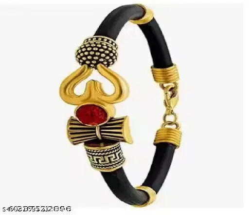 Men Black Gold Plated Affirmation Bracelet (Pack-1)