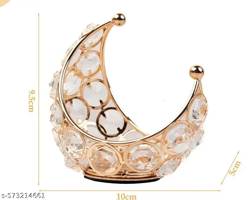 Golden Moon Shape Candle Holder, Candle Holder Metal Moon Candle Stand Tea Light Holder, Modern Luxury Metal Candlestick Desktop Ornaments
