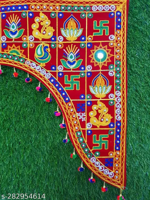 Embroidered Velvet Bandarwal | Embroidered Velvet Door Hanging | Traditional Door Bandarwal | Handmade Kuchhi Work Hanging | Unique Velvet Door Bandarwal | Handcrafted Kuchhi Work Toran | Custom Velvet Door Decore |