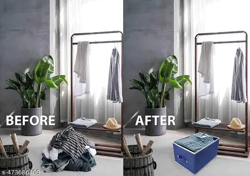 Solid Non-Woven Rectangular Foldable Storage Box/Bin Multi-Utility Wardrobe Organizer with Lid & Handles, Extra Large For Kids, Books, Magazines, Clothes (Brown, Set of 1)