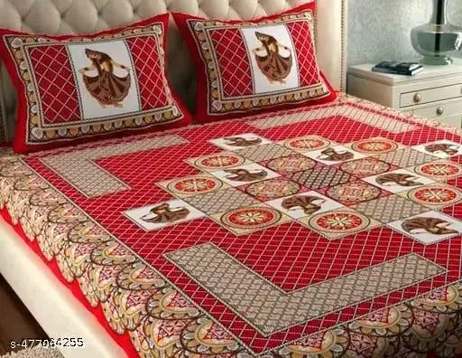 160Tc Pure cotton  Double King Size bedsheet with 2 pillow covers