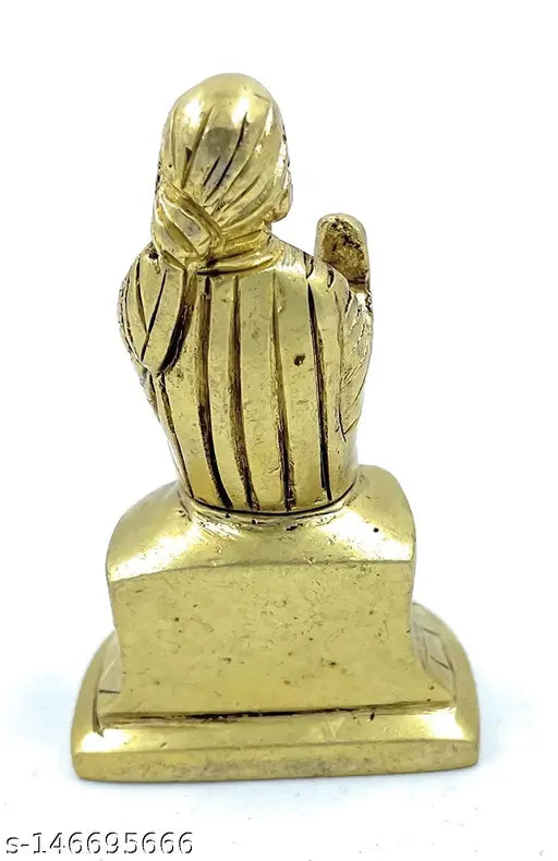 Achleshwar Pure Ashtadhatu Sai Idol/Shridi wale Sai Baba in Sitting Position|Office||Home||Temple||Gift|Handcarved Superfine Finish Lacquer Coated