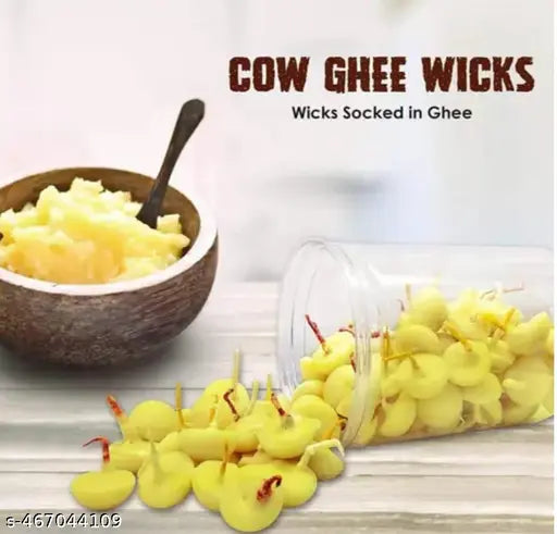 Pack of 50 Ghee Diya  Batti ,Handmade Pure Ghee Batti For Pooja Aarti