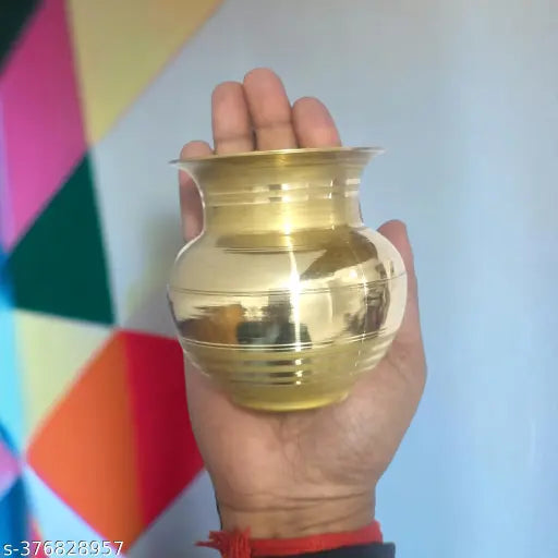 Divine Bazaar Brass kalash for Puja | Lutiya for Pooja Room Brass Kalash  (Height: 3.3 inch, Yellow)