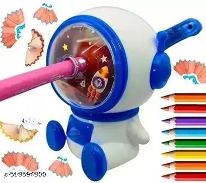 Trending Space Astronaut Pencil Sharpener for Kids, Table Sharpener Machine, Birthday Return Gift, Pencil Cutter Machine, Hand Driver Roller Mechanical Color Pencil Sharpener for Kids (Pack of 1, Multicolor)