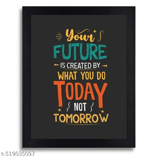 Inspirational Wall Art Print, Your Future Quote, Black Frame, Motivational Office Decor