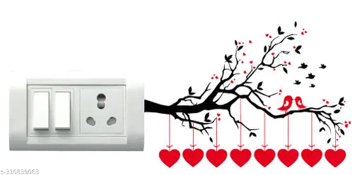 PVC Switch Board | Wall Sticker for Living Room -Bedroom - Office - Home Hall Decor | Beautiful Decorative Birds Wall Sticker size 32.5 cm x 48 cm Pack of 9