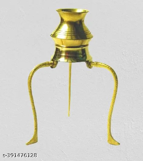 Sanskaari |  Brass Stand For Shivling Without Shivling with Brass Thali | Brass Pooja Plate Thali with Shivling Stand and Abhishek Lota Brass Kalash / Shivling Stand shiva lingam stand / shivling kalash stand Without Shivling / Brass Puja Bhog Thali 12 Cm