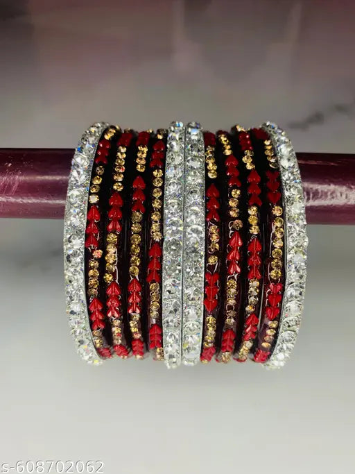 Ruby Metal Bangle Set