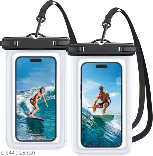 Waterproof Phone Pouch( PACK OF 2)  for Pool&Beach,Underwater Transparent Dry Bag Compatible with iPhone,Samsung,Redmi,Vivo,Oneplus,Mi,Oppo&All Other Smartphones - BLACK