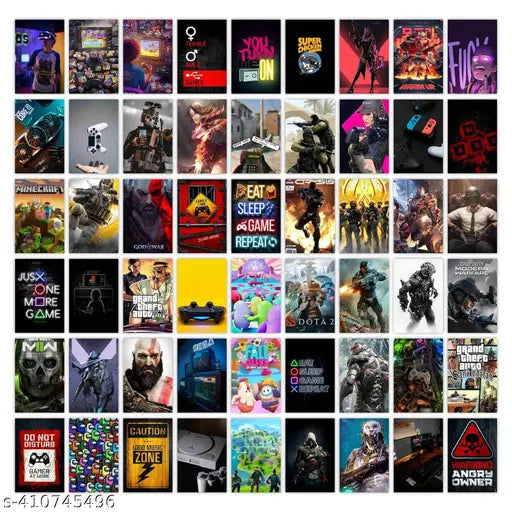 UtopiaDeals - Pack of 54 Gaming Aesthetic Wall Collage Kit Posters - 4 x 6 Inches Posters for Wall Decoration - Wall Art For Bedroom, Office, Living room, Dorm room - Glue Dots Included