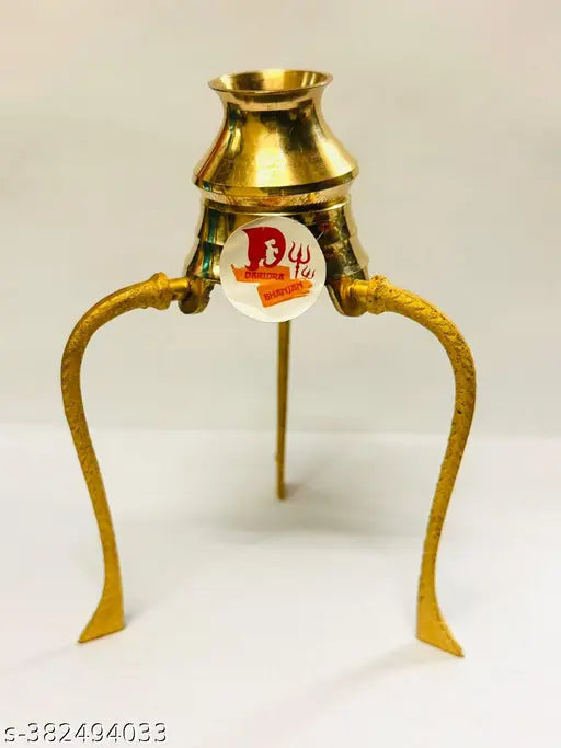 DARIDRA BHANJAN Shivling stand for Jal abhishek | Brass Trishul | Abhishek Kalash Lota and Shivling Stand set | Shiva trishul | Shiv Brass Lota for Puja Tripai Lota for Jalabhishek of Shivling | Shivlingam Stand.