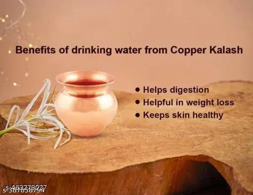 DARIDRA BHANJAN Copper Lota For Pooja , Drinking Water For Good Health, For Digestion And Glowing Skin capasity 500 ml