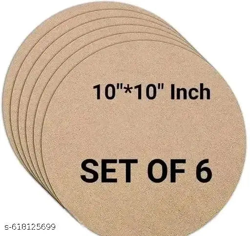 Round MDF Board Set of 6 (10x10 Inch) | Premium DIY Craft, Resin Art & Home Decor Base