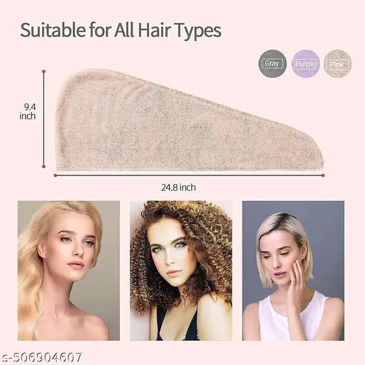 mrowzeex® Hair Towel Wrap - Super Absorbent Microfiber Hair-Drying Cap | 500 GSM Quick-Dry Magic Wrap Towel | Soft & Lightweight Salon Bathrobe Towel for Women & Girls (Multicolor) pk of 1