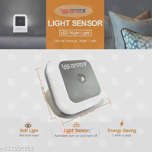 Sarvatr Wireless LED Night Light Sensor Lighting LED Night Light Lamp with Smart Sensor Dusk to Dawn Sensor, Daylight White, 0.5W Plug-in for Bedroom Gift Office Livingroom  (NIGHT LAMP - GREEN)