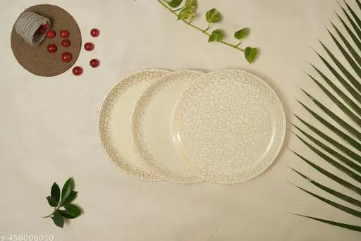 Ariya Melamine Round "12" Inch Urmi Thali P2 Dinner Plate / Party Plate / Lunch Plate /Dosa Plate / Big Size Plate / Dinner Plate Set of 3 (full plates) plate, dinner set full set Catering Plate, Restaurant Plate, Heavy Premium Quality Plate, (COLOUR AS A