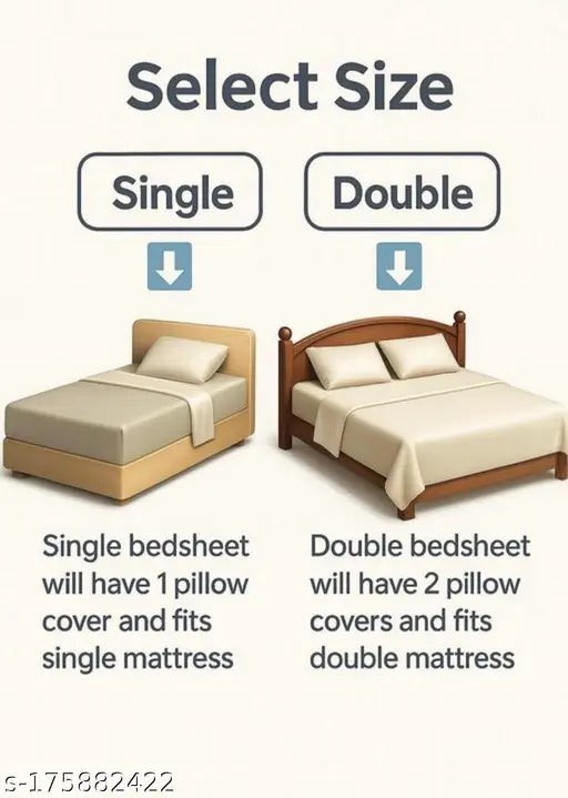 GLACE COTTON DOUBLE BED BEDSHEET PACK OF 1 WITH 2 PILLOW COVERS