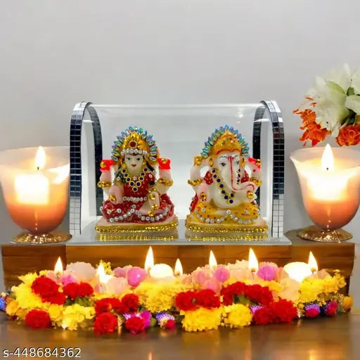 Laxmi Ganesh Murti Set for Home and Diwali Puja Decoration Items - Multi Colour,