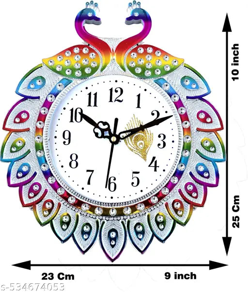Colorful Peacock Design Wall Clock