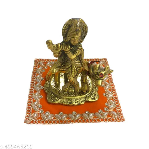 Velvet Red Pooja Aasan Cloth / Chowki Aasan Kapda for Puja Table, Home Mandir, Temple, Pooja Ghar and God Idol Sitting