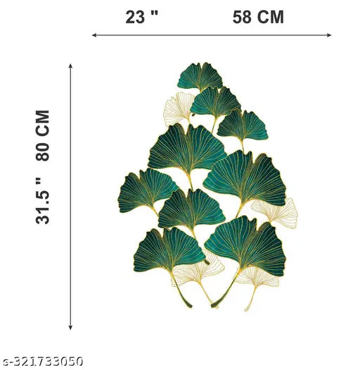 Wallbook Golden Green Leafs| Size 80 x 58Cms | Wall Stickers for Home, hall, bedroom, kitchen and Living room