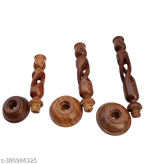 Wooden Premium Looking Canlde Holder Set of 3