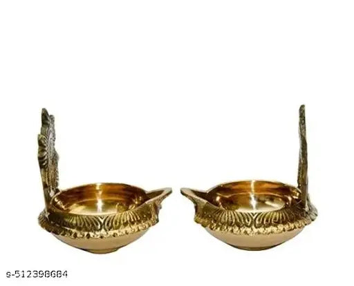 chandra art collection metal Diwali Diya Kuber Diya Pooja Deepak II Shanku Chakra kuber Diya, 3 inches, (Set of 2, Diameter 5 Cm)