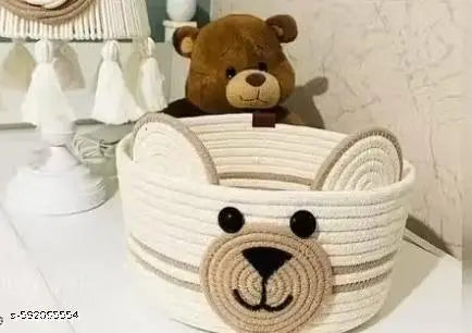 Tanvi Textiles Small Cotton Storage Basket – 8x4 Inch | Cute Mini Basket for Home, Kitchen, Desk & Bathroom Organizer