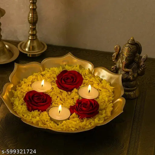 Metal New design Lotus Shape mini Urli 8 inch Bowl Tealight Candle Holder for Home Decoration for Entrance gate/Living Room