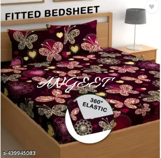 double bed  FITTED cotton bedsheet with  2 pillow covers