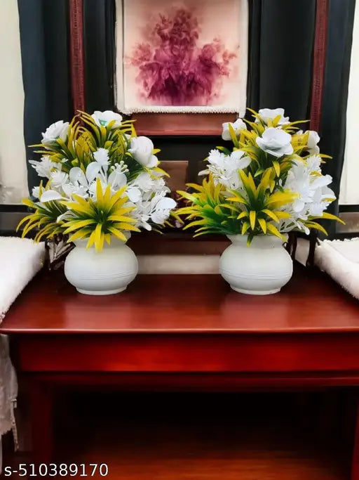 Darshan enterprises Artificial rose plant Home office indoor and outdoor decoration purpose set of 02