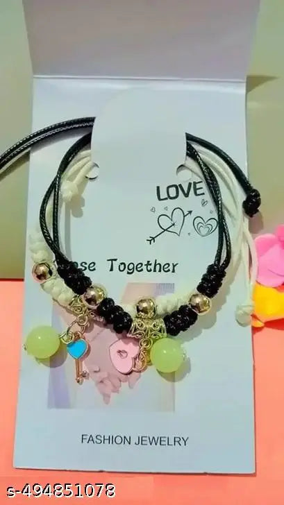 Ru Collection Presents ✨Glow-in-the-Dark Lock & Key Couple Bracelet | Handmade Adjustable Matching Friendship Bracelets for Love & Best Friends