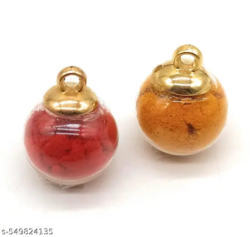 Sau Rang India MDF lotus Haldi Kumkum round glass balls for Return Gift Pack of 10 Decorative Pasupu Kumkum in dome bottles Puja Items Bulk Wedding Return Gifts Thamboolam Return Gift Set