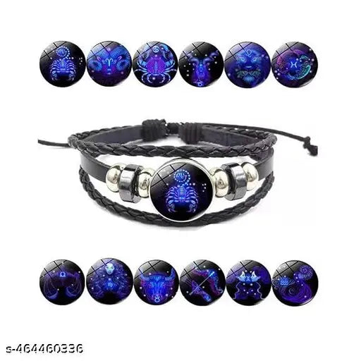 Scorpio Vintage Zodiac Constellation Bracelets Zodiac Guardian Bracelet Black Leather Bracelet Adjustable Handmade Woven Bracelet Birthday Jewelry Gift for Women Girls